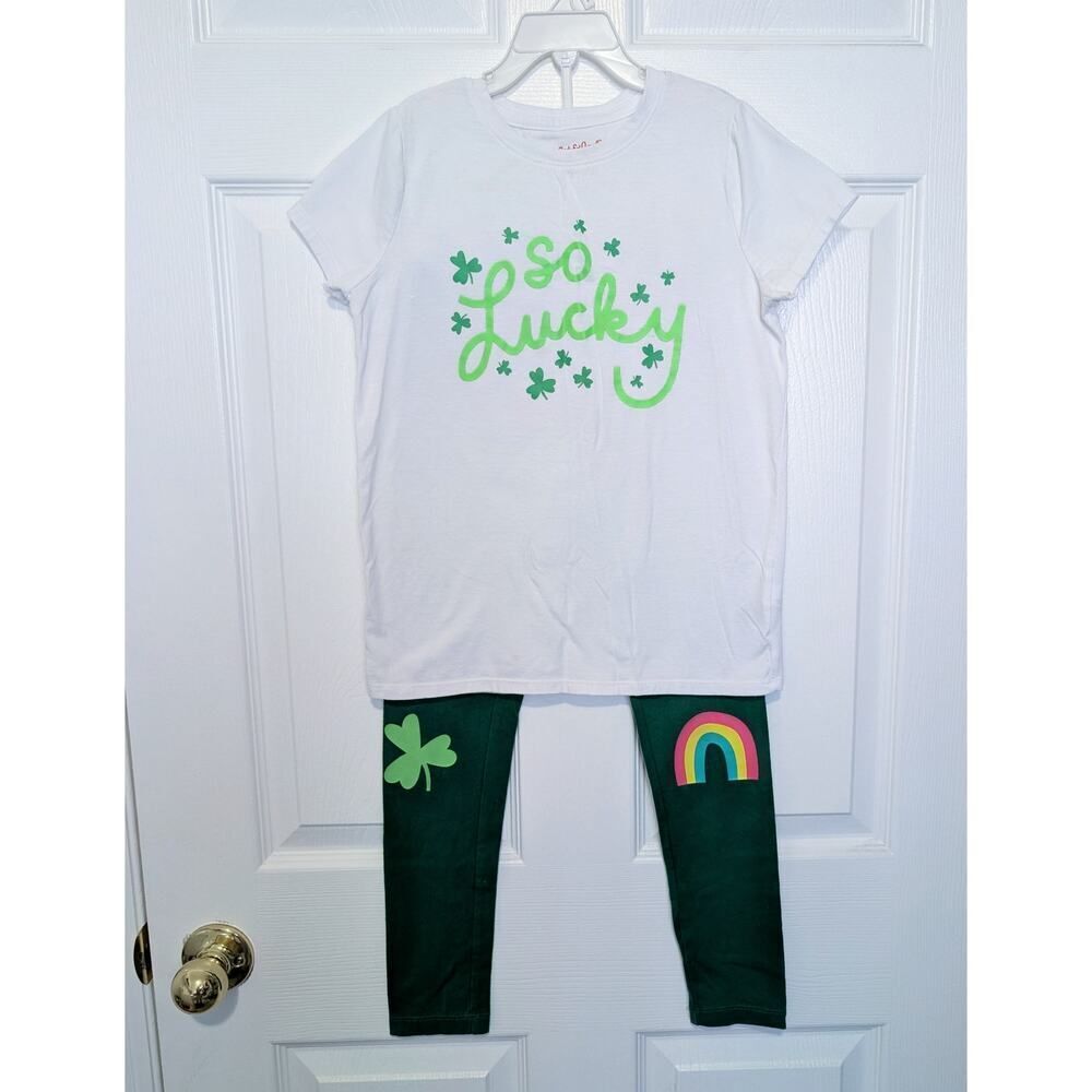 Girls St. Patrick's Day Outfit Set Top & Leggings Size 7/8 Cat & Jack Shamrocks